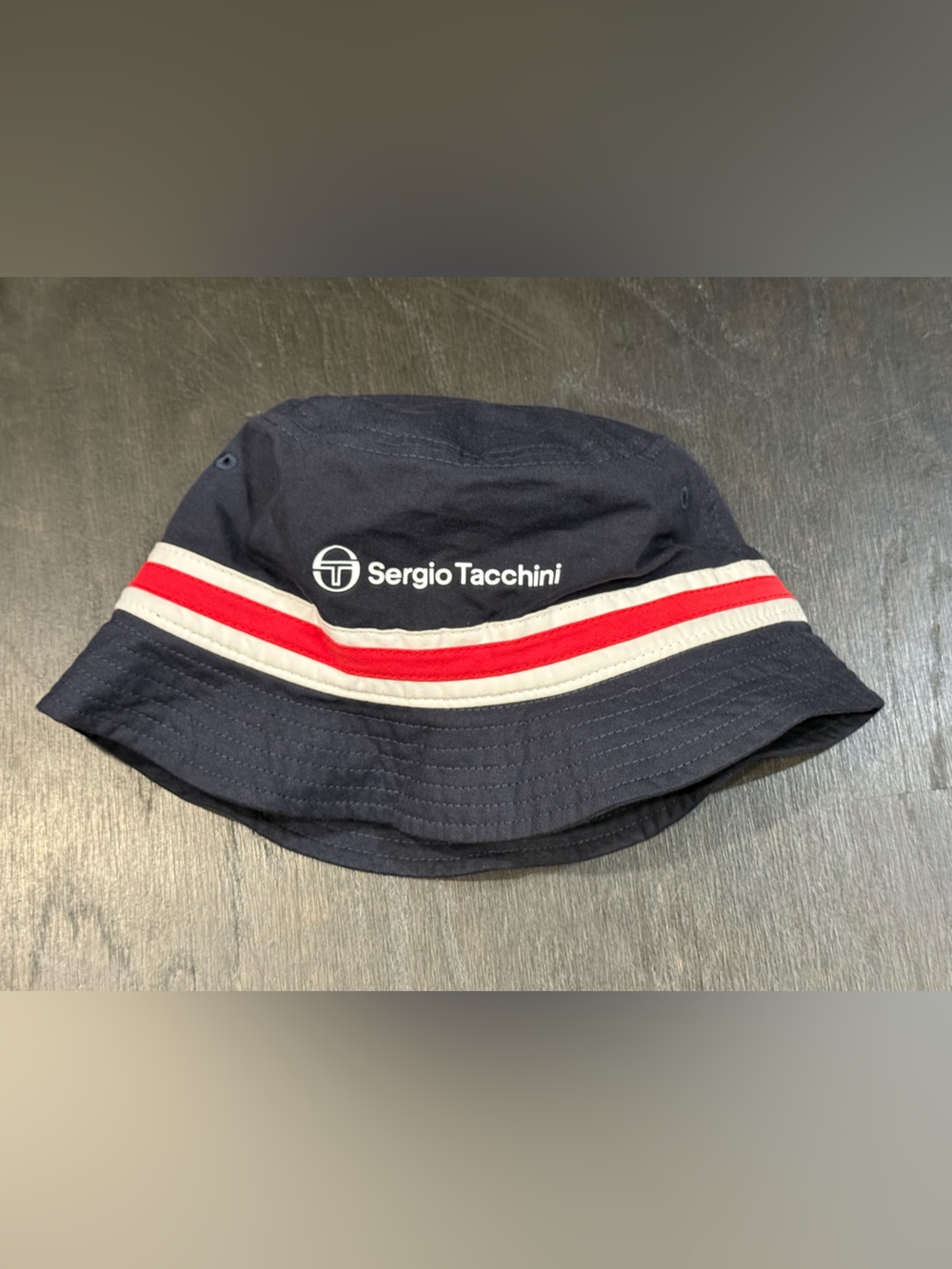 Sergio Tacchini Navy Bucket Hat with Red & White Trim